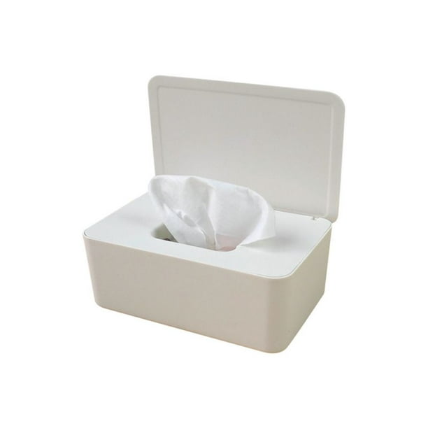 Tissue Dispenser Holder with Lid Home Office Wet Wipes Storage Box White Case